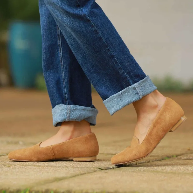 Slipper Cut Pump in Tan Suede - 12467