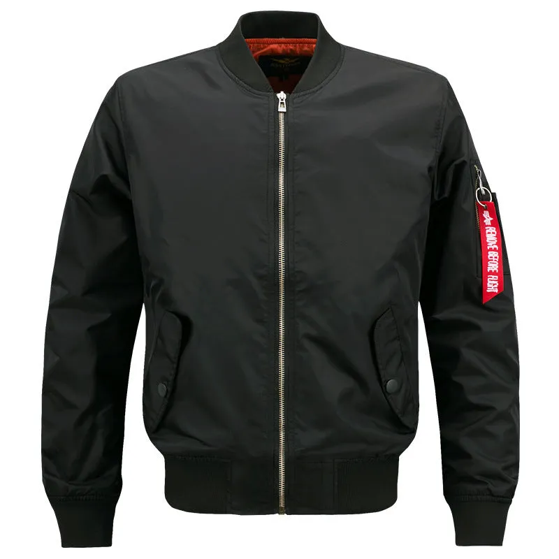 Solid Color Stand Collar Slim Men's Flight Jacket