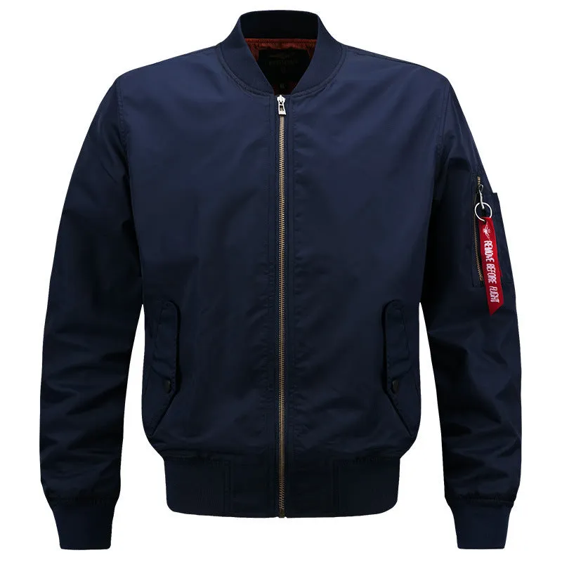 Solid Color Stand Collar Slim Men's Flight Jacket