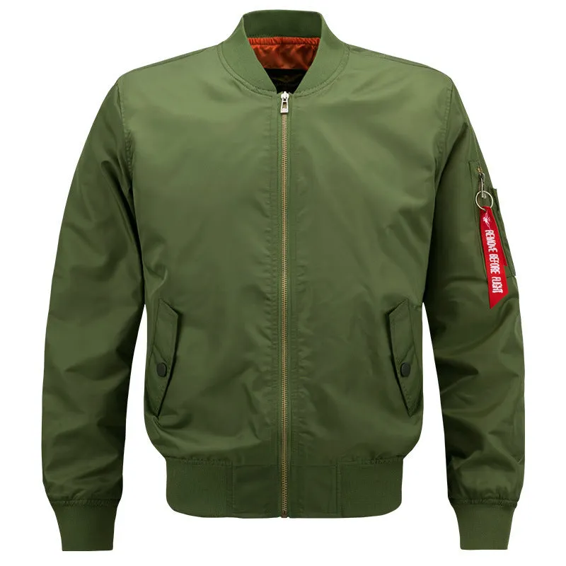 Solid Color Stand Collar Slim Men's Flight Jacket