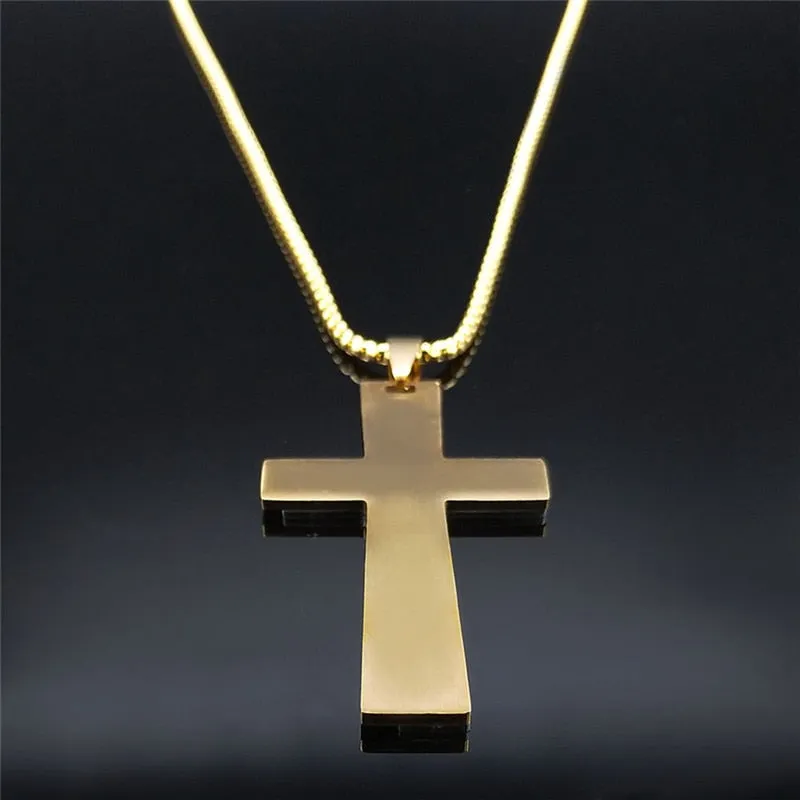 Stainless Steel Cross Jesus SPANISH Lord's Prayer Necklace