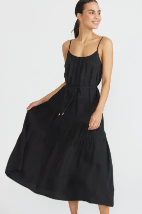 Studio Black Cupro Strappy Midi Dress