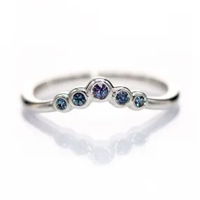 Velda - Graduated Chatham Alexandrite Curved Contoured Sterling Silver Stacking Wedding Ring {Ready to Ship}