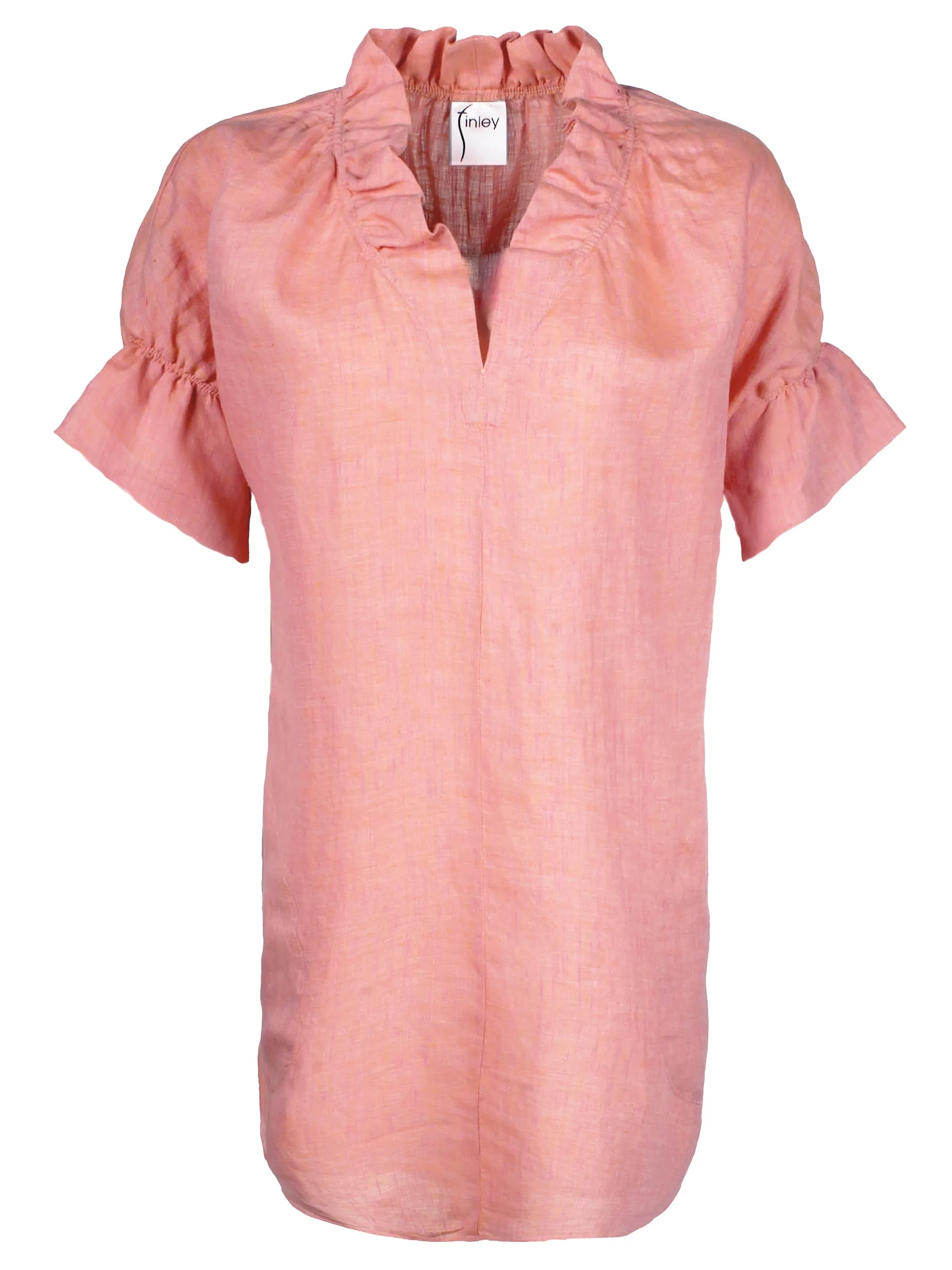 Washed Linen Crosby Shirt Dress Peachy Rose Pink