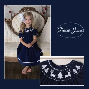 WINTER WONDERLAND SMOCKED DRESS NAVY